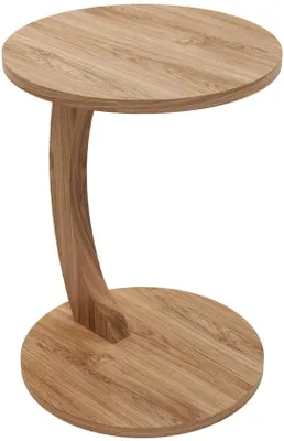 Image de Table d'appoint ronde Azomor au design en forme de C et équipée de roulettes pour une utilisation polyvalente
