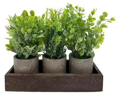 Immagine prodotto di Mittelstück, set di fiori artificiali, vasi decorativi, eucalipto artificiale