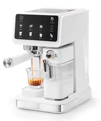 Produktbild von Weisse halbautomatische Siebträger-Espressomaschine mit TFT-Touchdisplay, Vorbrühfunktion, automatischer Milchreinigung