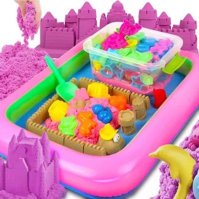 Produktbild von Kinetischer Sand 3kg Sandkasten Aufblasbarer Kreativ Spielzeug Sand Squish Creative Sand Kinetischer Spielsand für Kinder Magic Sand Rosa Retoo