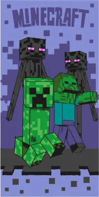 Produktbild von Minecraft Handtuch lila 70 x 140 cm - Baumwolle