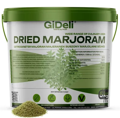 Obrázok produktu pre Majorán, sušené listy, 5 kg. Intenzívna korenina, vhodná do mäsa a polievok. GiDeli