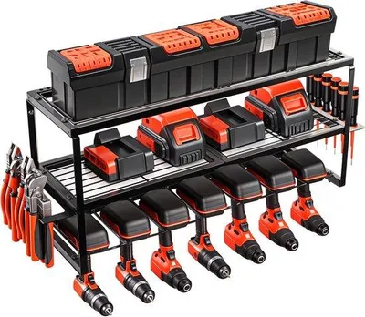 Produktbild von Famanu Werkzeugsystem 25-teilig schwarz rot mit Zubehör und Wandbefestigung 60x118x2 cm