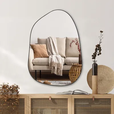 Productafbeelding van Spiegel - Wandspiegel - Onregelmatige vorm - Zwart - 69 x 48 cm