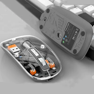 Produktbild von Transparente Maus,Kabellos Bluetooth,Wiederaufladbar,Stumm,Tragbar,grau