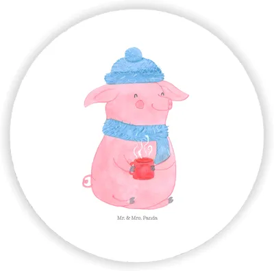 Produktbild von Mr. & Mrs. Panda magnet Schwein Glühwein - Weiß - Geschenk, für pinwand, Weihnachten, Punsch, Weihnachtsmarkt, fotos, kühlschrank, Kühlschrankmagnet, pinnwand