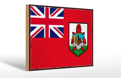 Produktbild von Holzschild Flagge Bermudas 30x20cm Retro Flag of Bermuda