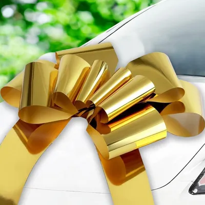 Productafbeelding van Strik auto groot cadeau reuze voor - Gouden strik auto groot reuze 18 verjaardag -˜ 76 cm