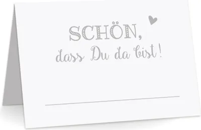 Produktbild von Tischkarten "Schön, dass Du da bist!" grau – 50 Stück