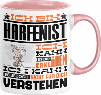 Produktbild von Harfenist Geschenk Tasse Lustige Geschenkdiee für einen Harfenist Geburtstag Ich Bin Harfenist Ich Kann Es Dir Erklären Aber Nicht Für Dich Verstehen (Rosa)