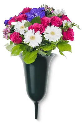 Produktbild von Trichter Grab-Vase mit Erdspieß frostsicher grün 30 cm