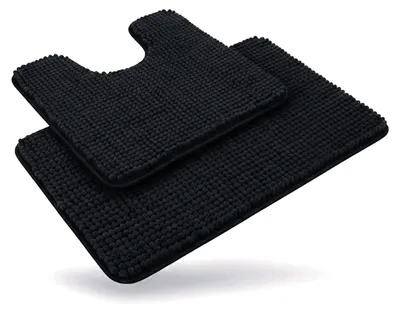 Produktbild von Badevorleger aus Chenille, rutschfest und waschbar, schwarz