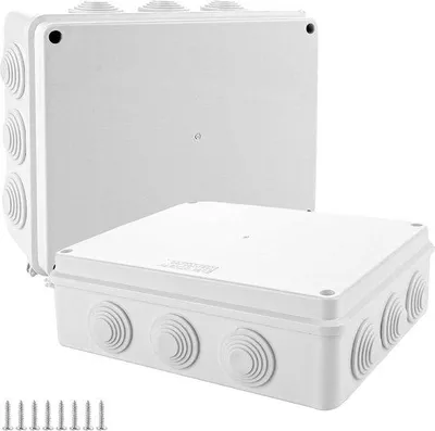 Obrázek produktu pro Vodotěsná rozvodná skříňka 255 x 200 x 80 mm, bílá, plastová, pro venkovní použití
