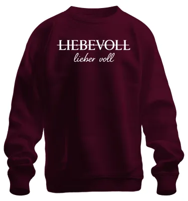 Productafbeelding van Liefdevol, grappig, met een woordspeling, uni sweatshirt, pullover, bordeauxrood, maat S