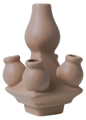 Image de Heinen Delfts Blauw – Vase à tulipes, collection "Stapelgekte" – Beige – Hauteur : 15 cm