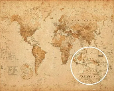 Zdjęcie produktu dla Plakat Mapa Świata Styl Antyczny 50x40cm