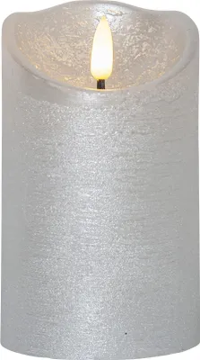 Produktbild von LED Echtwachskerze Flamme Rustic flackernd silber H 125cm Ø 75cm