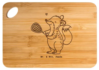 Produktbild von Mr. & Mrs. Panda vesperbrett Fuchs Squash spielen - Transparent - Geschenk, Holzbrett, Schneidebrett, Frühstücksbrettchen, Brett, Squashhalle, vesperbrettchen, Hackbrett