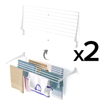 Produktbild von 2x Foxydry Fold – Klappbarer Wand-Wäscheständer aus Aluminium, modern und robust