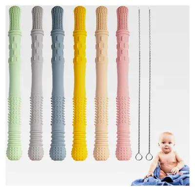 Produktbild von 6 Stück Beißröhrchen aus Silikon, Kaustäbe für Babys, Hohlkausticks, sicher und weich, Molarstäbe für Säuglinge und Kleinkinder