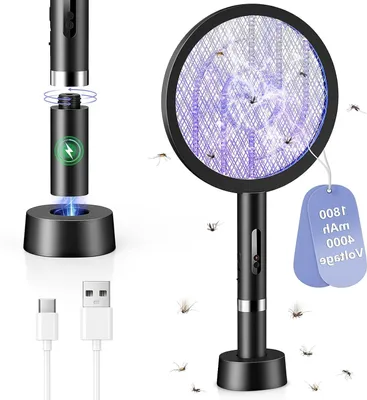 Immagine prodotto di Zanzariera elettrica - Lampada per insetti - Disinfestazione - Doppia funzione - 4000V - Colore: nero