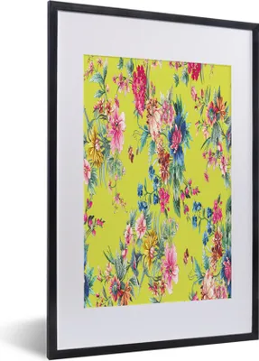 Produktbild von MuchoWow® MuchoWow® Gerahmtes Poster Blumen - Farben - Grün 40x60 cm - Poster mit zchwarzem Bilderrahmen - Poster in Rahmen