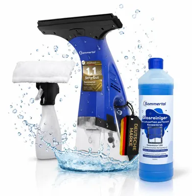 Produktbild von Fenstersauger Set mit Sprühflasche & Mikrofaserpad | Akku Fensterreiniger 1600Pa | 25 Min Laufzeit, 250ml Tank | Streifenfreie Reinigung für Fenster