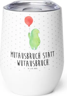 Produktbild von Mr. & Mrs. Panda Thermobecher Schildkröte Luftballon - Weiß - Geschenk, Schildkröten, Motivationsspruch, Motivation, glühwein tasse, Thermo Becher, Isolierbecher, kaffee
