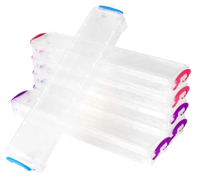 Image de 6 boîtes transparentes pour crayons - Boîtes de rangement empilables, idéales pour les fournitures de bureau et les activités créatives