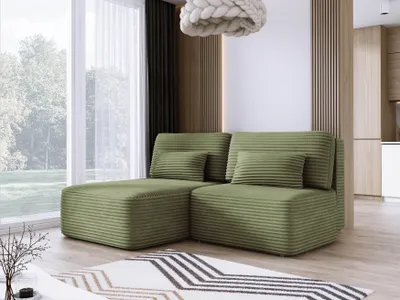 Zdjęcie produktu dla DomoHome Narożnik TILIA 213x158x95cm w kształcie litery L Wolnostojący Marine Lewa strona 150x213cm Funkcja spania i pojemnik na pościel, Wygodna część dzienna w tkaninie TILIA, W komplecie 4 poduszki oparciowe