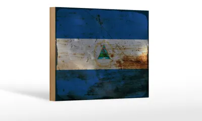 Produktbild von Holzschild Flagge Nicaragua 18x12 cm Flag Nicaragua Rost Dekoration