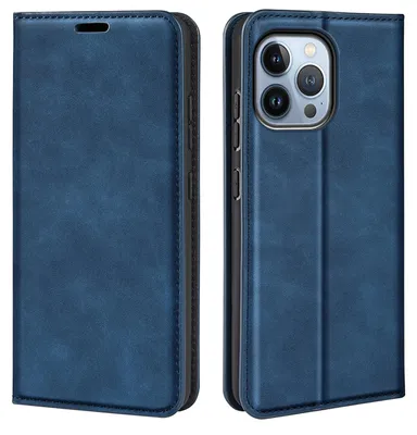 Produktbild von MobyDefend Hülle für iPhone 14 Pro - Premium Klapphülle mit Kartenfächern und Standfunktion – Magnetverschluss - Blau