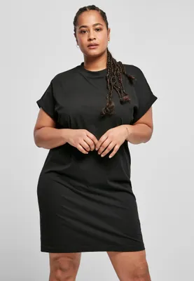 Zdjęcie produktu dla Damska koszulka Urban Classics Ladies Organic Bawełna Cut On Sleeve Tee Dress, czarna – rozmiar 4XL