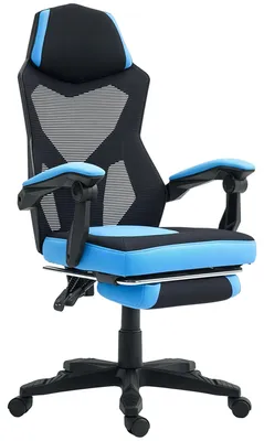 Image de Chaise de bureau, design ergonomique, réglable en hauteur, 58 x 63 x 112-122 cm, bleu