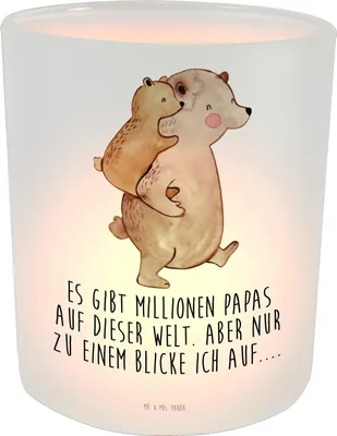 Produktbild von Mr. & Mrs. Panda Teelichthalter Papa Bär - Transparent - Geschenk, Kerzenhalter Glas, Vater, Windlicht, Geburtstag, aus, Muttertag, Vatertag