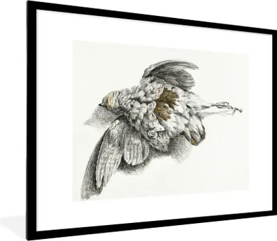 Produktbild von MuchoWow® MuchoWow® Gerahmtes Poster Toter Vogel - Gemälde von Jean Bernard 80x60 cm - Poster mit zchwarzem Bilderrahmen - Schlafzimmer-Dekorationen - Fotoposter