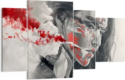 Produktbild von Bild auf Leinwand - Leinwandbild - Frau Gesicht Kunst - 120x70cm - Wand Bild - Wanddeko - Leinwanddruck - Bilder - Kunstdruck - Wanddekoration - Leinwand bilder - Wandkunst - DL120x70-3867