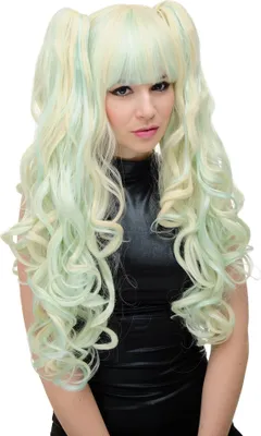 Produktbild von WIG ME UP Perücke Cosplay Lang Zöpfe Hellblond Hellblau YZF-7092L+A-T3815/T4516