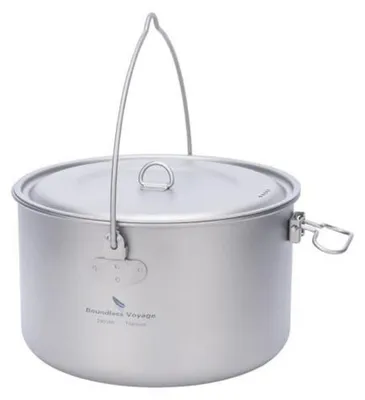 Produktbild von Titantopf mit Deckel und Spork Set 2900ml faltbarer Griff Camping Wandern Picknick ultraleicht tragbar