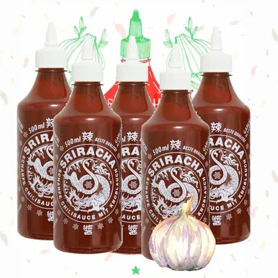 Produktbild von A-One Sriracha Sauce Knoblauch 12 x 500ml Chili Sauce extra Garlic - 12er Vorteilspack Chilisauce - Perfekt für Gastro