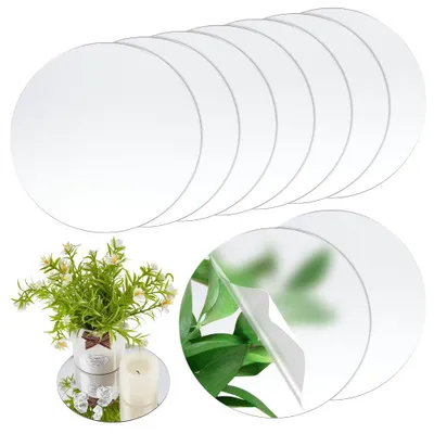 10 runde Acrylspiegel, silber, 15 cm, rahmenlos, Wandmontage