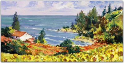 Produktbild von Coloray Bild aus Leinwand 120x60 Leinwand Dekoration - Blumen Küste Himmel