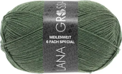 Produktbild von Lana Grossa MEILENWEIT 150 g UNI 6-fach Sockenwolle die perfekte Wahl für warme und langlebige Socken 390 m Farbe 9221 - Lodengrün