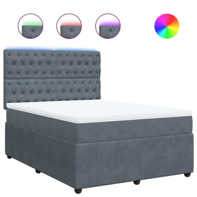 Produktbild von Boxspringbett mit Matratze Dunkelgrau 140x200 cm Samt