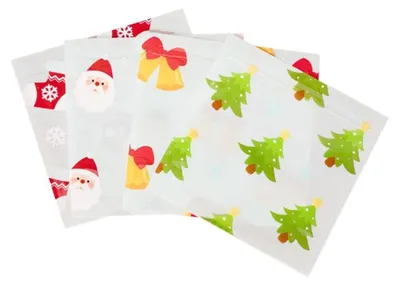 50 Weihnachts-Geschenktüten mit Reißverschluss, 13,4×13,4 cm