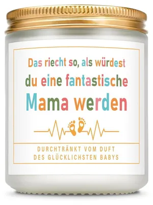 Produktbild von Duftkerze Lavendel Sojawachs mit Spruch für werdende Mamas