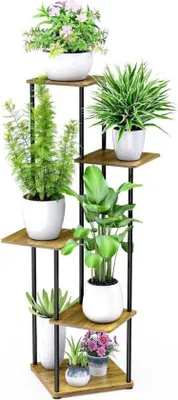 Productafbeelding van Plantenrek - Plantenbak - Plantenrek opbergrek - Plantenvoet - Plantenstandaard - Bloemenrek – Bloemenbak. Met 5 etages – Geschikt voor binnen en buiten – Voor hoeken, tuin en balkon