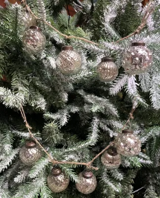 2er-Set Glaskugel-Girlanden Ø 5 cm Weihnachtsbaumkugeln Silber
