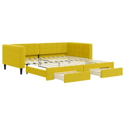 Produktbild von Tagesbett Ausziehbar mit Schubladen Gelb 100x200 cm Samt