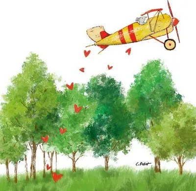 Produktbild von 20 Servietten Flight to Love - Flugzeug über Bäume 33x33cm